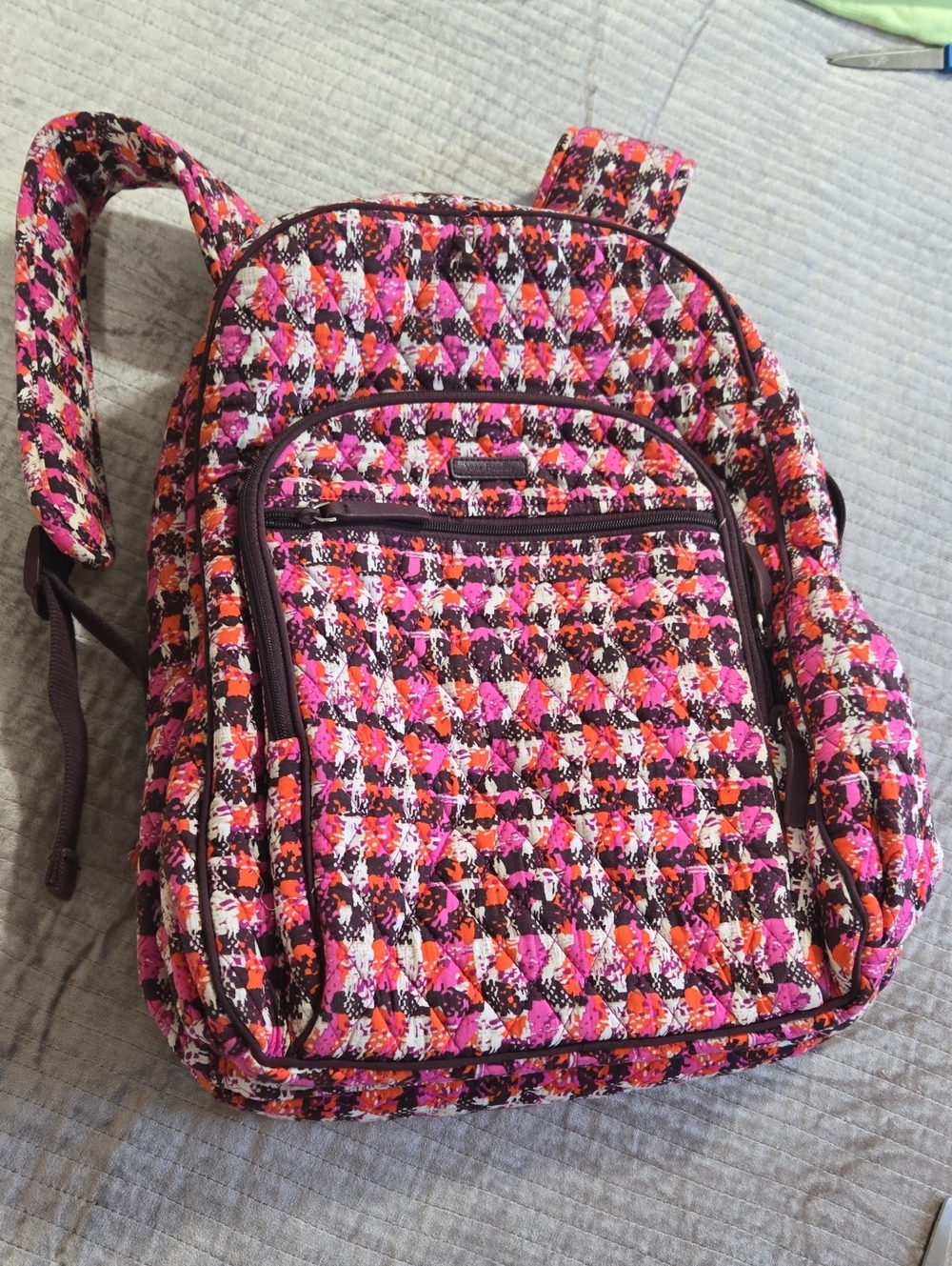 Vera Bradley Pink and Orange Quilted Backpack